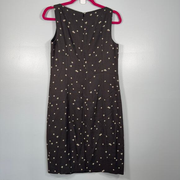 Akris Punto Wool Blend Sheath Dress Charcoal Gray Ivory Dot Luxury Work Office 8 - Picture 2 of 8